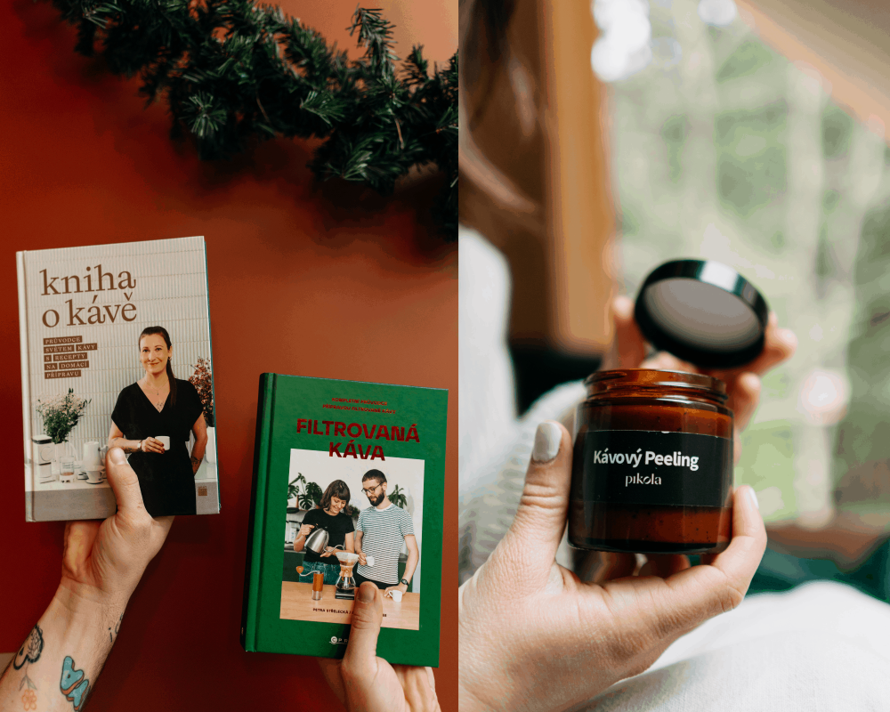Knihy o kávě a kávový peeling